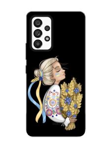 Матовий чорний чохол на Samsung Galaxy A53 4G/5G :: Українка з колосками (патріотичний принт 173)
