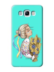 Матовий бірюзовий чохол на Samsung Galaxy J7(2016) J710 :: Українка з колосками (патріотичний принт 173)