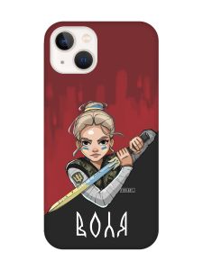 Магнітний чохол на iPhone 14 Plus із підтримкою MagSafe :: Українська захисниця (патріотичний принт 171)