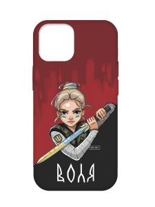 Чохол з бірюзовими боками на Apple iPhone 12 Pro Max :: Українська захисниця (патріотичний принт 171)