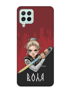 Чохол з бірюзовими боками на Samsung Galaxy M32/M22/A22 4G :: Українська захисниця (патріотичний принт 171)