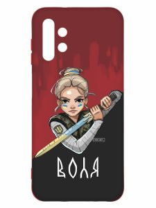 Чохол з червоними боками на Samsung A13 4G :: Українська захисниця (патріотичний принт 171)