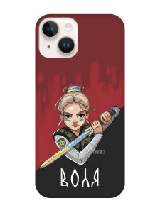 Чохол з чорними боками на Apple iPhone 14 :: Українська захисниця (патріотичний принт 171)