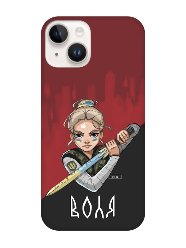 Чохол з чорними боками на Apple iPhone 14 :: Українська захисниця (патріотичний принт 171)