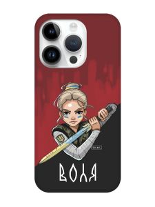 Чохол з чорними боками на Apple iPhone 14 Pro :: Українська захисниця (патріотичний принт 171)