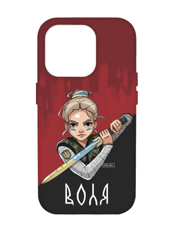 Чохол з чорними боками на Apple iPhone 14 Pro Max :: Українська захисниця (патріотичний принт 171)