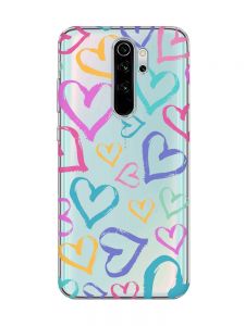 Прозорий чохол на Xiaomi Redmi Note 8 Pro :: Різнокольорові сердечка (принт 332)