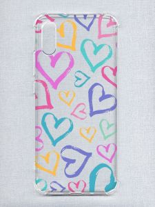 Чохол з потовщеними кутами на Xiaomi Redmi 9A :: Різнокольорові сердечка (принт 332)