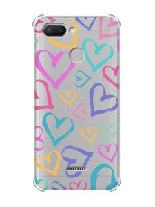 Чохол із потовщеними кутами для Xiaomi Redmi 6 :: Різнокольорові сердечка (принт 332)