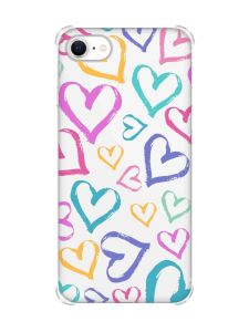 Чохол з потовщеними кутами на iPhone 7/ 7s/ 8/ 8s :: Різнокольорові сердечка (принт 332)