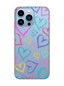Прозорий чохол на Apple iPhone 13 Pro Max :: Різнокольорові сердечка (принт 332)