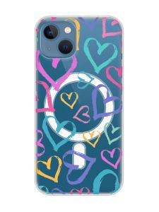 Магнітний чохол на iPhone 13 (6.1) із підтримкою MagSafe :: Різнокольорові сердечка (принт 332)