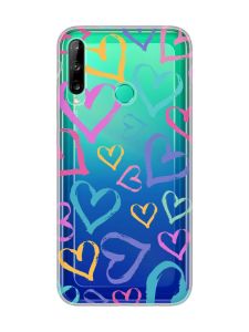 Прозорий чохол для Huawei P40 lite E / Y7p  :: Різнокольорові сердечка (принт 332)