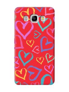 Матовий червоний чохол на Samsung Galaxy J5 (2016) J510 :: Різнокольорові сердечка (принт 332)