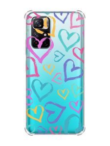 Чохол з потовщеними кутами на Xiaomi Redmi Note 11 4G :: Різнокольорові сердечка (принт 332)