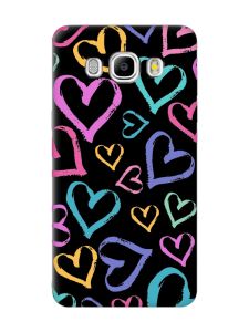 Матовий чорний чохол на Samsung Galaxy J5(2016) J510 :: Різнокольорові сердечка (принт 332)