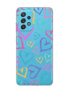 Прозорий чохол на Samsung Galaxy A52 :: Різнокольорові сердечка (принт 332)