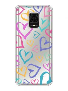 Чохол з потовщеними кутами на Xiaomi Redmi Note 9 Pro/ 9S/ 9 Pro Max :: Різнокольорові сердечка (принт 332)