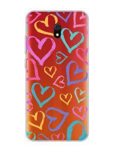 Прозорий чохол на Xiaomi Redmi 8A :: Різнокольорові сердечка (принт 332)