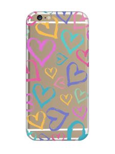Прозорий чохол на iPhone 6/6s :: Різнокольорові сердечка (принт 332)