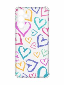 Чохол з потовщеними кутами на Samsung Galaxy A34 5G :: Різнокольорові сердечка (принт 332)