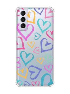 Чохол з потовщеними кутами на Samsung Galaxy S21 (G991) :: Різнокольорові сердечка (принт 332)