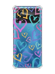Чохол з потовщеними кутами на Xiaomi Poco X4 Pro 5G :: Різнокольорові сердечка (принт 332)