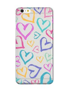 Прозорий чохол на iPhone 6+/6 Plus :: Різнокольорові сердечка (принт 332)