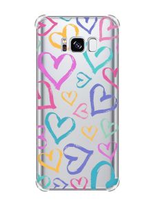 Чохол з потовщеними кутами на Samsung Galaxy S8 :: Різнокольорові сердечка (принт 332)