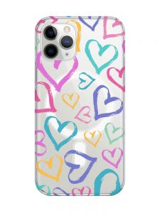 Магнітний чохол на iPhone 11 Pro Max із підтримкою MagSafe :: Різнокольорові сердечка (принт 332)