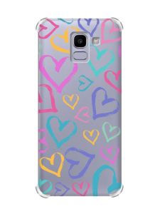 Чохол із потовщеними кутами на Samsung Galaxy J6 (2018) J600F :: Різнокольорові сердечка (принт 332)