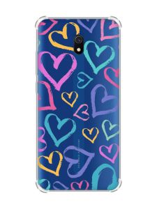 Чохол з потовщеними кутами на Xiaomi Redmi 8A :: Різнокольорові сердечка (принт 332)