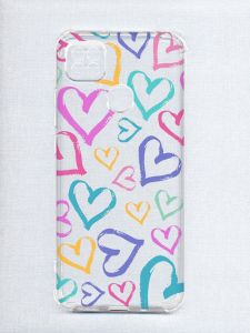 Чохол з потовщеними кутами на Xiaomi Redmi 9C/10A :: Різнокольорові сердечка (принт 332)