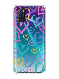 Чохол з потовщеними кутами на Oppo A52/A72/A92 :: Різнокольорові сердечка (принт 332)