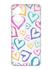 Чохол із потовщеними кутами на Oppo A17 :: Різнокольорові сердечка (принт 332)
