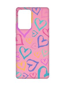 Матовий рожевий чохол на Samsung Galaxy A52 :: Різнокольорові сердечка (принт 332)