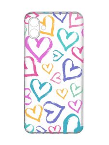 Прозорий чохол на Samsung Galaxy A04e/A042 :: Різнокольорові сердечка (принт 332)
