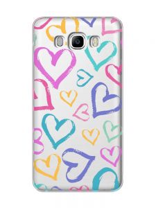 Прозорий чохол на Samsung Galaxy J7(2016) J710 :: Різнокольорові сердечка (принт 332)