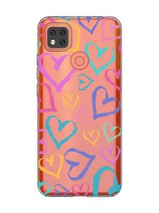 Прозорий чохол для Xiaomi Redmi 9C/10A :: Різнокольорові сердечка (принт 332)