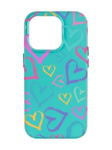 Матовий бірюзовий чохол на Apple iPhone 14 Pro Max :: Різнокольорові сердечка (принт 332)