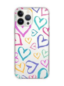 Чохол із потовщеними кутами на iPhone 14 Pro :: Різнокольорові сердечка (принт 332)