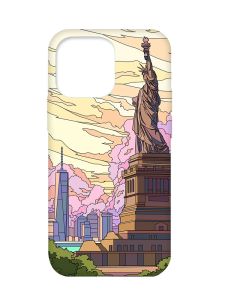 Чохол з бірюзовими боками на Apple iPhone 13 Pro :: Статуя Свободи (принт 331)