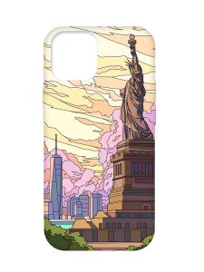 Чохол з бірюзовими боками на Apple iPhone 12 Pro Max :: Статуя Свободи (принт 331)