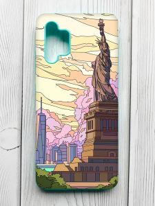 Чохол з бірюзовими боками на Samsung Galaxy A32 :: Статуя Свободи (принт 331)