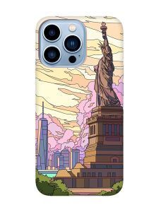Чохол з червоними боками на Apple iPhone 13 Pro Max :: Статуя Свободи (принт 331)