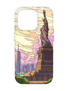 Чохол з червоними боками на Apple iPhone 14 Pro Max :: Статуя Свободи (принт 331)