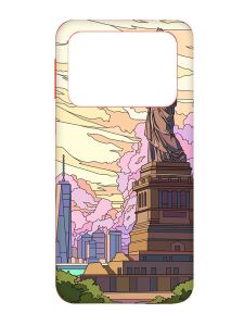 Чохол з червоними боками на Xiaomi Poco X4 Pro 5G :: Статуя Свободи (принт 331)