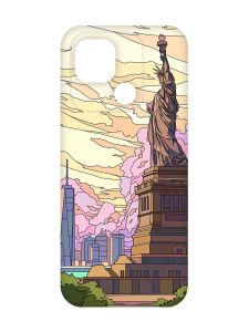 Чохол з червоними боками на Xiaomi Redmi 10C :: Статуя Свободи (принт 331)