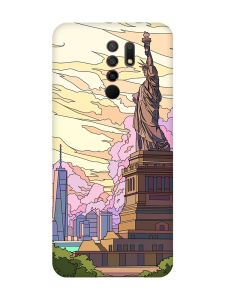 Чохол з червоними боками на Xiaomi Redmi 9 :: Статуя Свободи (принт 331)
