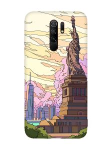 Чохол з червоними боками на Xiaomi Redmi Note 8 Pro :: Статуя Свободи (принт 331)